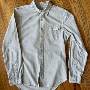 RRL Ralph Lauren Selvedge Chambray Striped Work Button Up Shirt Size Mens Medium